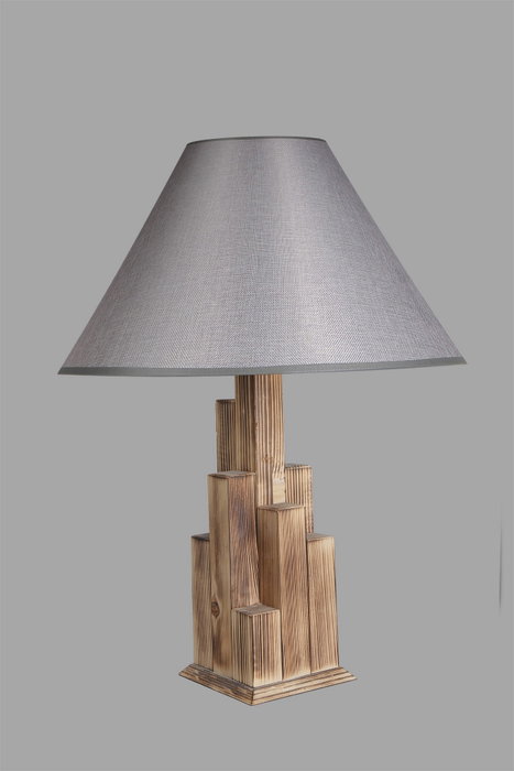 Opviq Lámpara de Mesa 8300-3M con Cuerpo de Madera y Pantalla de Tela